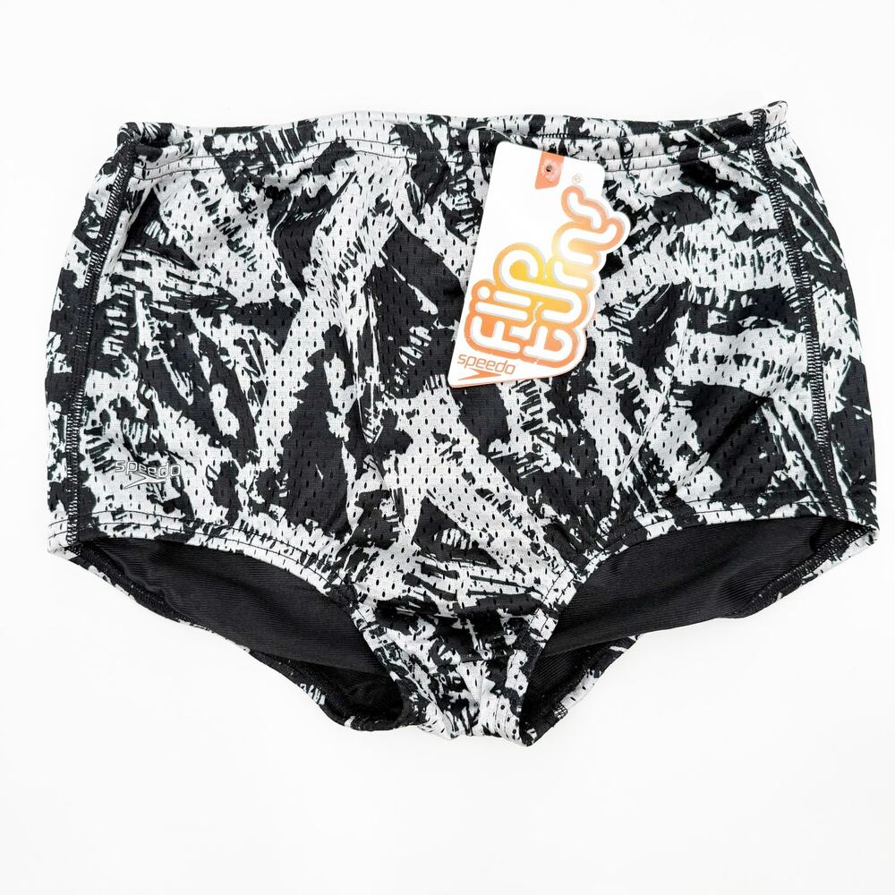 SPEEDO Flipturns Men’s Size 28 Vintage Swim Trunks Briefs NWT Briefs Black White